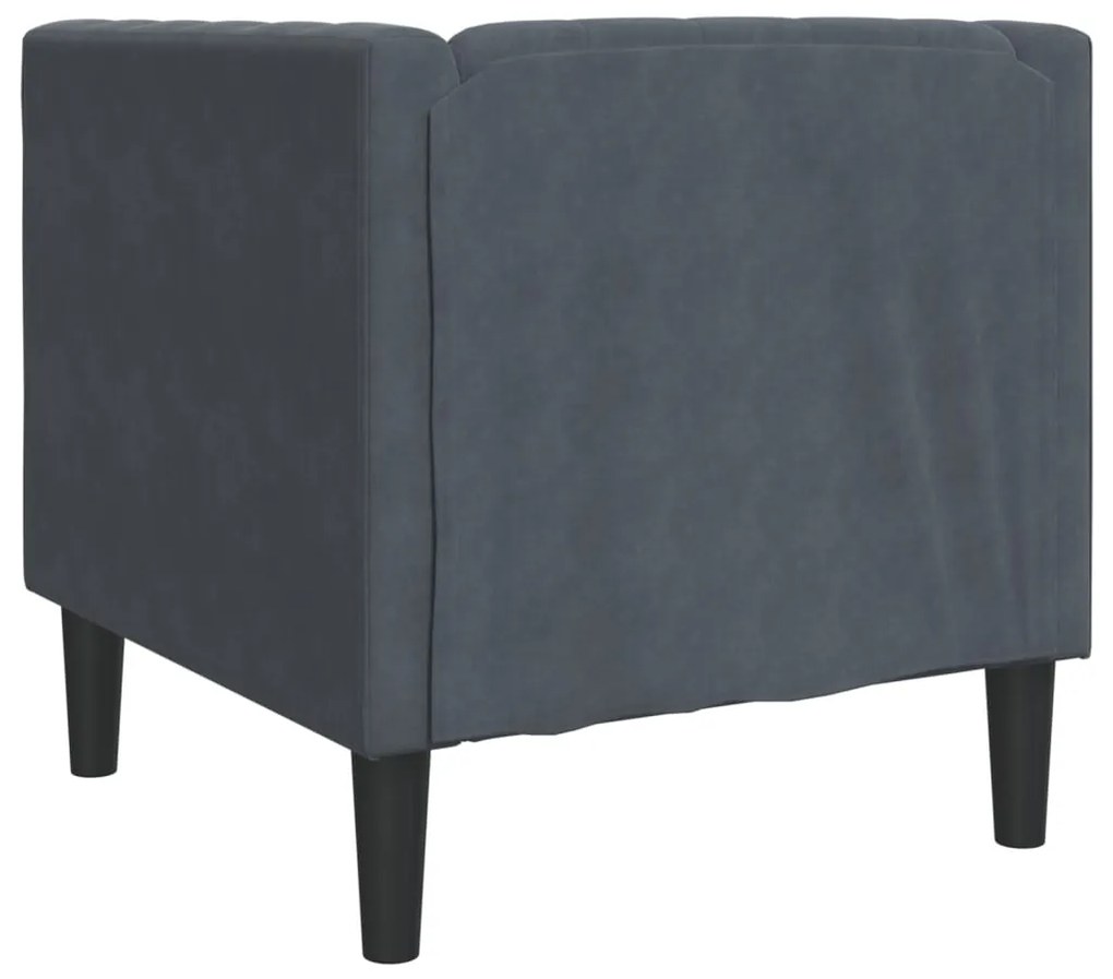 sötétszürke bársony Chesterfield kanapé
