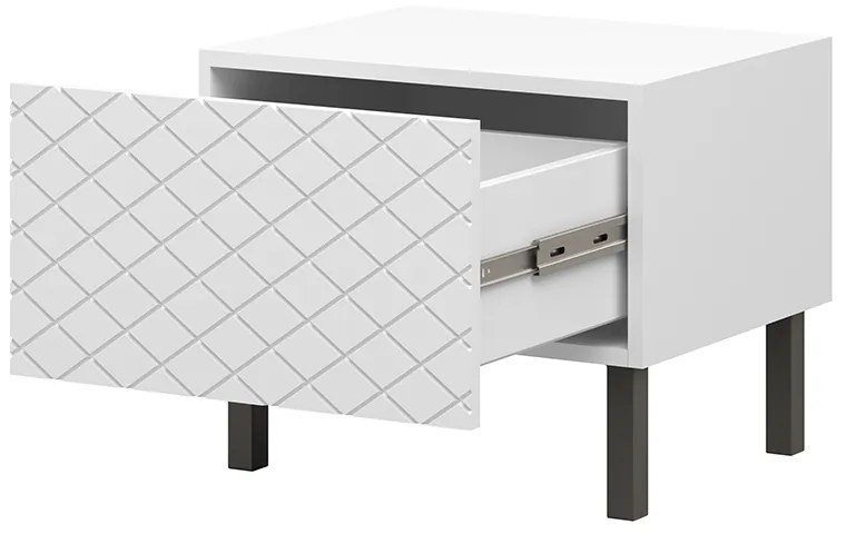 Scalia II 50 1SZ éjjeliszekrény készlet 2 db - fehér matt / fekete lábak