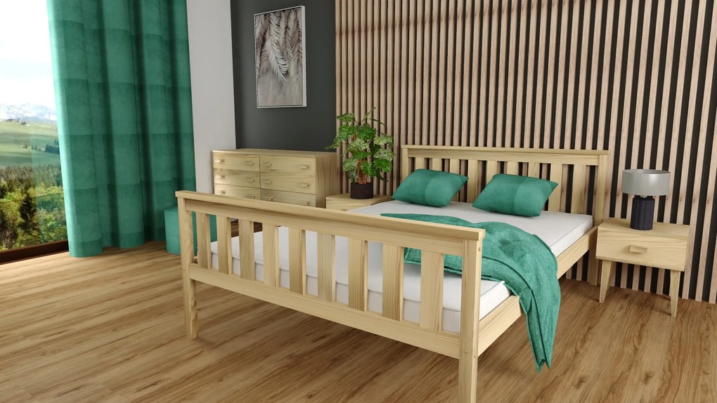 Ágy KALEA 90 x 200 cm, fenyő Matrac: Coco Maxi matrac 20 cm, Ágyrács: Deszkás ágyráccsal