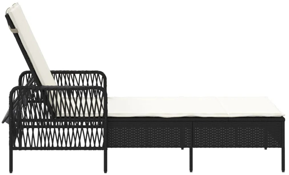 napozóágy Fekete és krém szín PE Rattan 157 x 55 x 92 cm