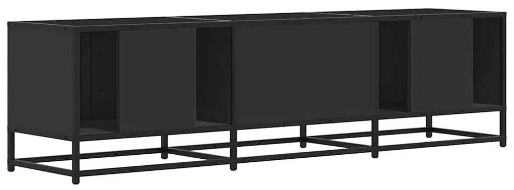 fekete szerelt fa és fém TV-szekrény 160x35x41 cm