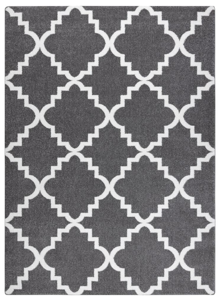 Sketch szőnyeg - F343 szürke / fehér Lóhere Marokkói Trellis
