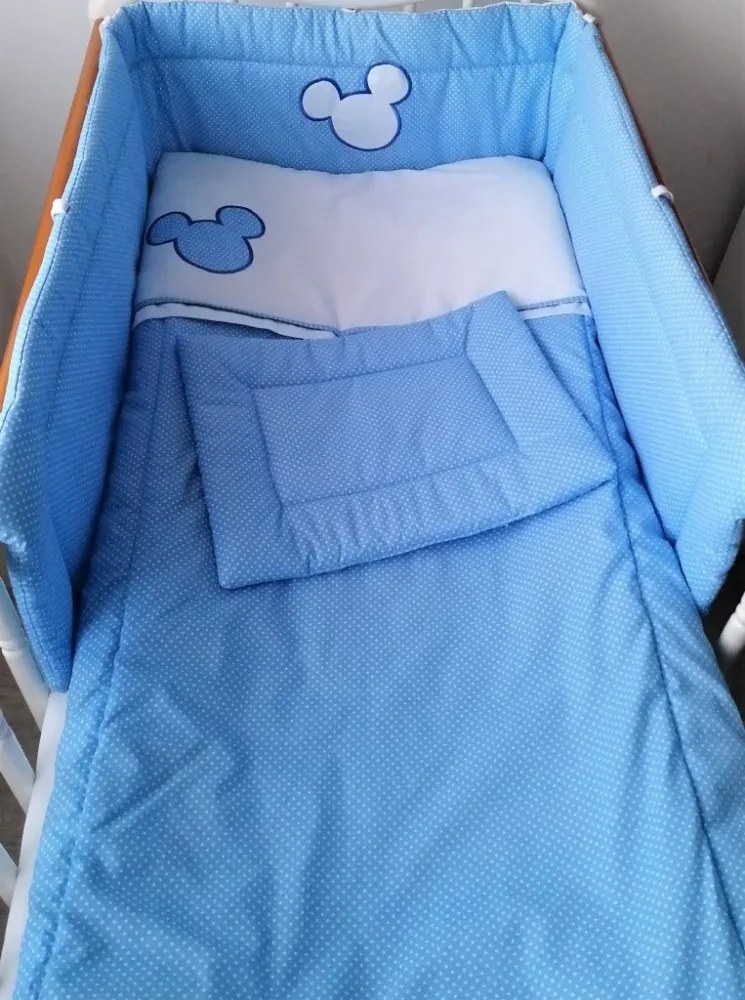 4 részes babaágynemű szett - Kék Peti, AZONNAL VIHETŐ , bébi méret , rácsvédő standard 200 cm
