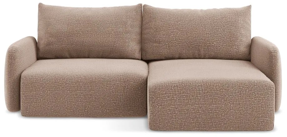 Világosbarna kinyitható-tárolóhelyes sarokkanapé (jobb oldali) Kalena – Makamii