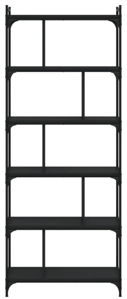 6 szintes fekete szerelt fa könyvespolc 76 x 32 x 192 cm
