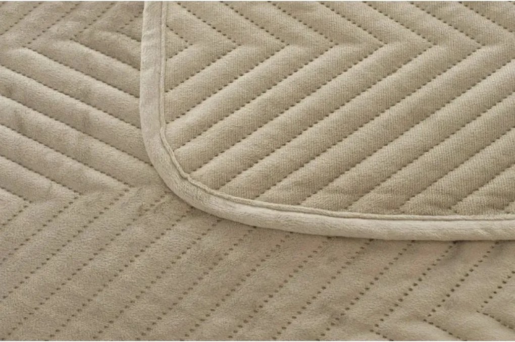 Bézs bársony ágytakaró ARROW VELVET Méret: 200 x 220 cm