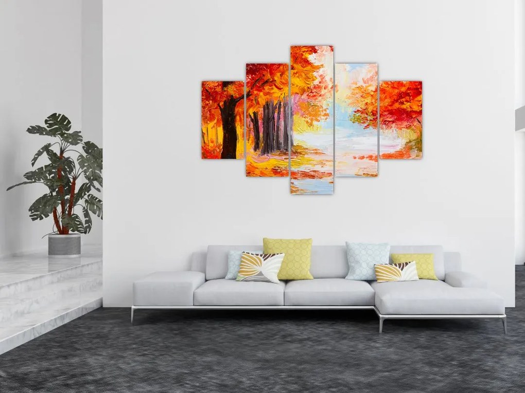 Kép - olajfestmény, színes ősz (150x105 cm)