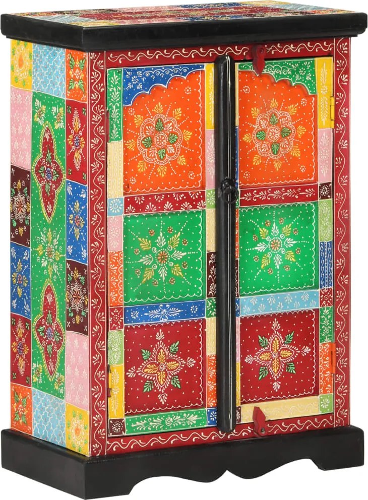 vidaXL tömör mangófa kézzel festett kisszekrény ajtókkal 53x30x75 cm