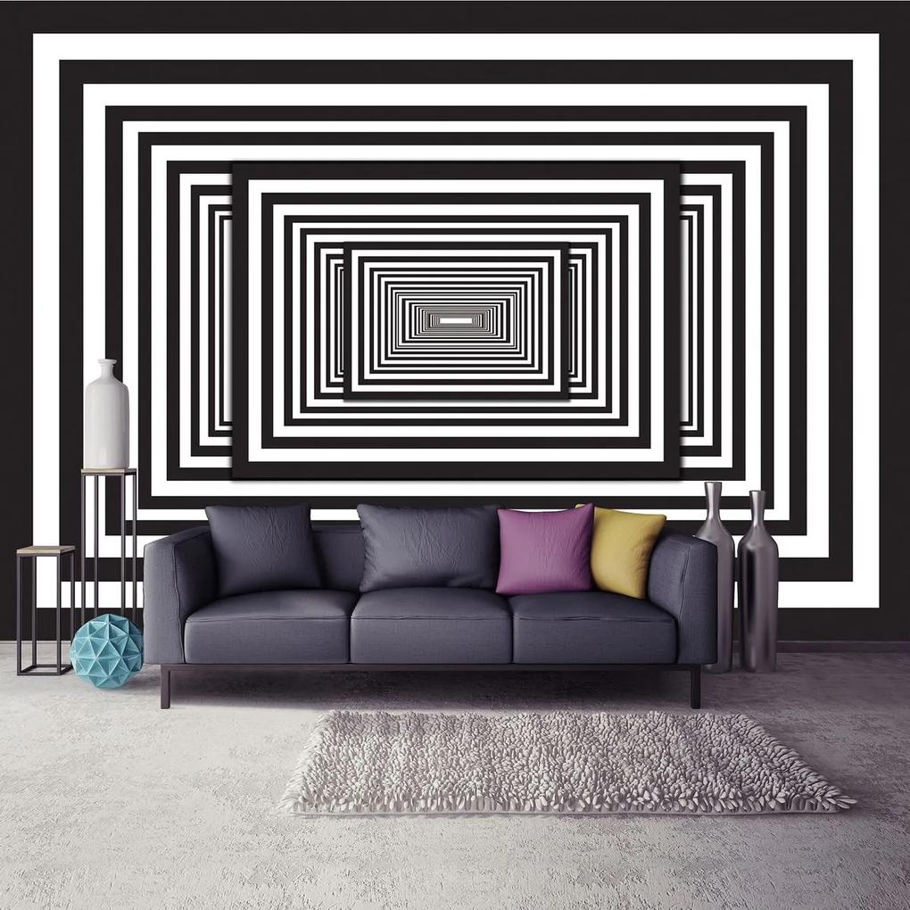 Fotótapéta - Fehér és fekete 3D-s alagút (254x184 cm)