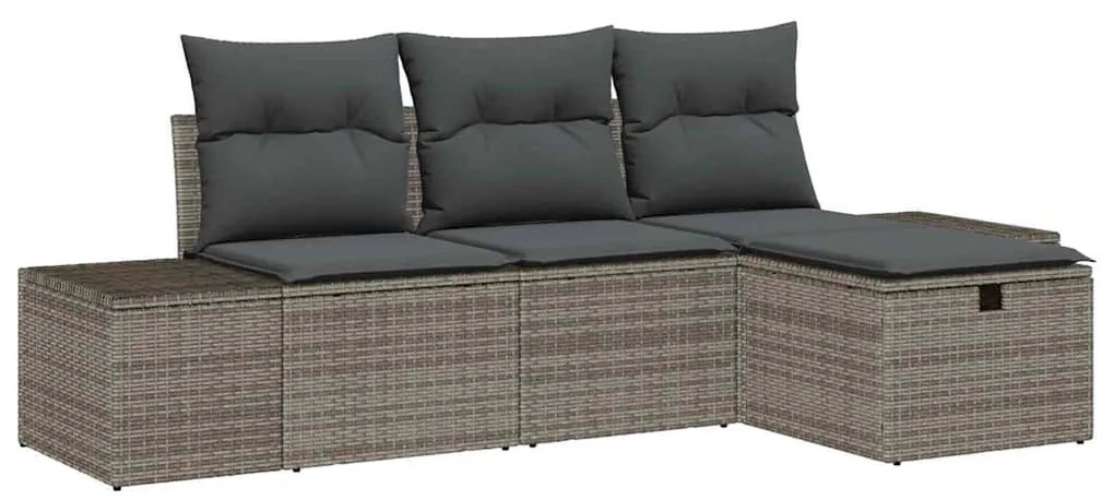Kerti Kanapé Szett 4 pcs Szürke 55 x 62 x 69 cm Poli rattan