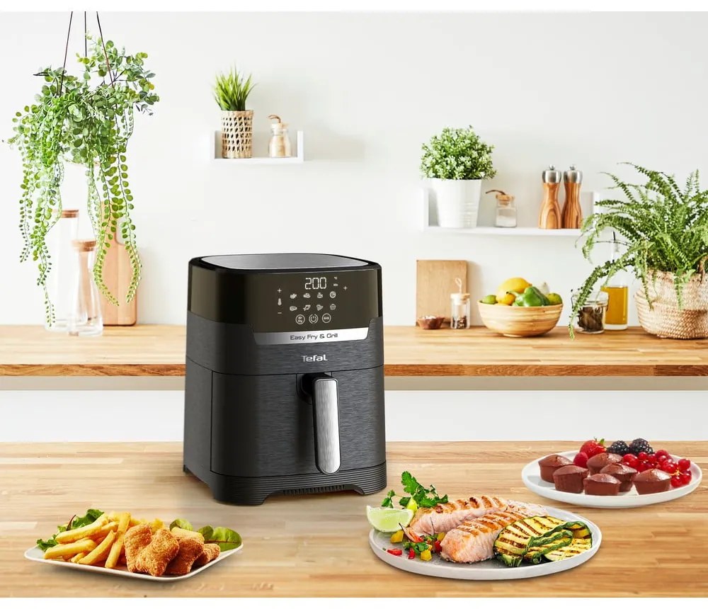 Fekete forrólevegős fritőz Easy Fry & Grill – Tefal