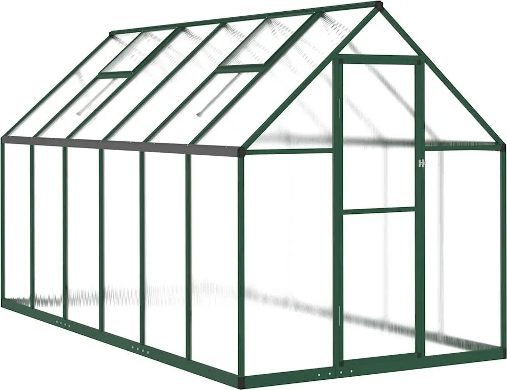 vidaXL zöld alumínium melegház alapvázzal 334x169x195 cm