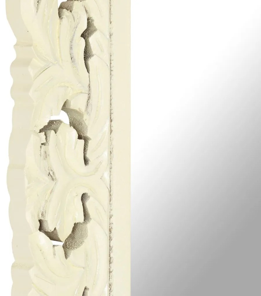 kézzel faragott fehér tömör mangófa tükör 110 x 50 cm