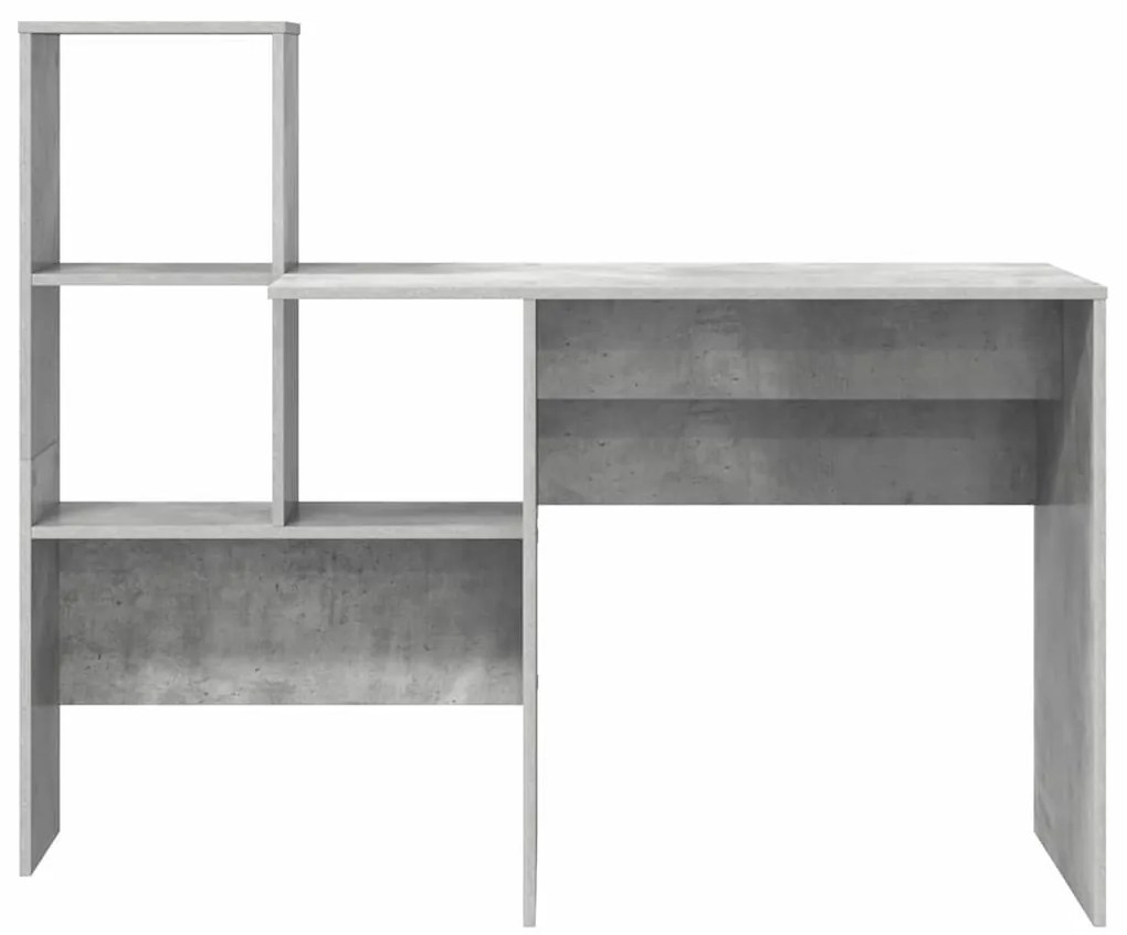 Asztal polcokkal Beton szürke 131.5 x 50 x 106.5 cm Faanyag