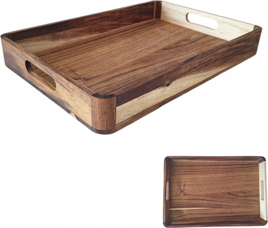 Reggeliző Tálca Fa Tálaló Tálca 38x26x4,9cm