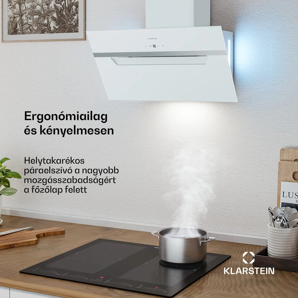 Klarstein BigBite fej nélküli páraelszívó | Kivezetéses és keringtetéses üzemmód | Biztonsági üveg | 417 m³/h | 60 cm