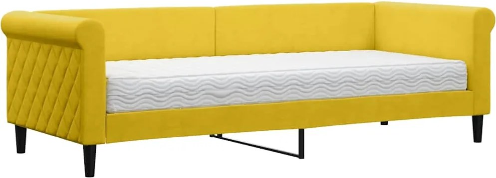 vidaXL sárga bársony heverő matraccal 80 x 200 cm