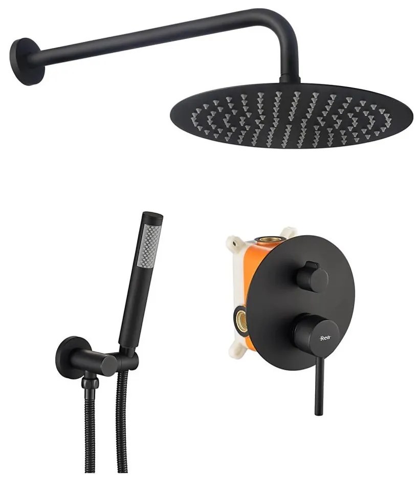 REA-P4100 - LUNGO falba süllyesztett csaptelepes zuhanyszett, fekete