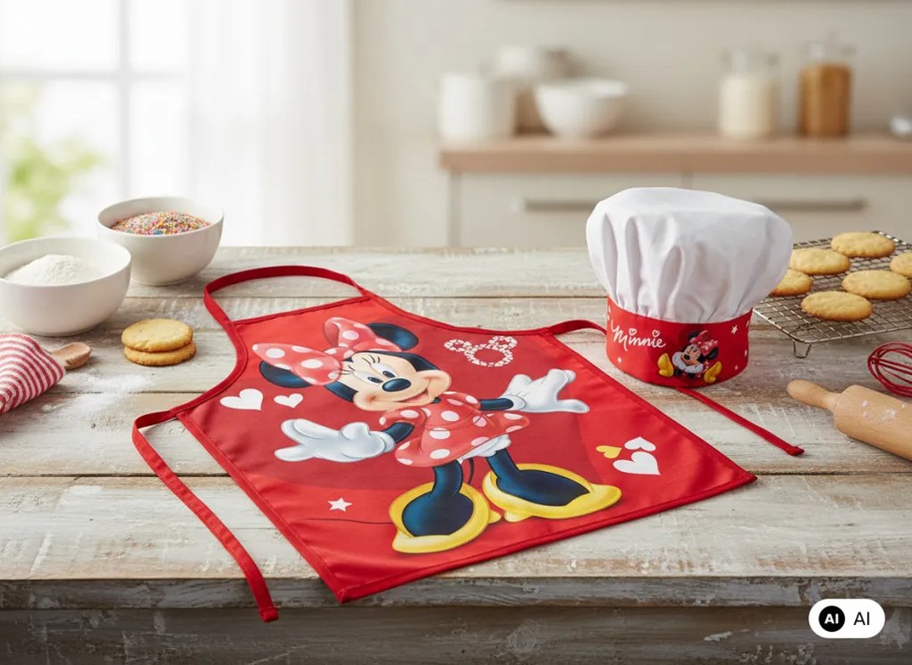 Disney Minnie Red Hearts gyerek kötény 2 darabos szett