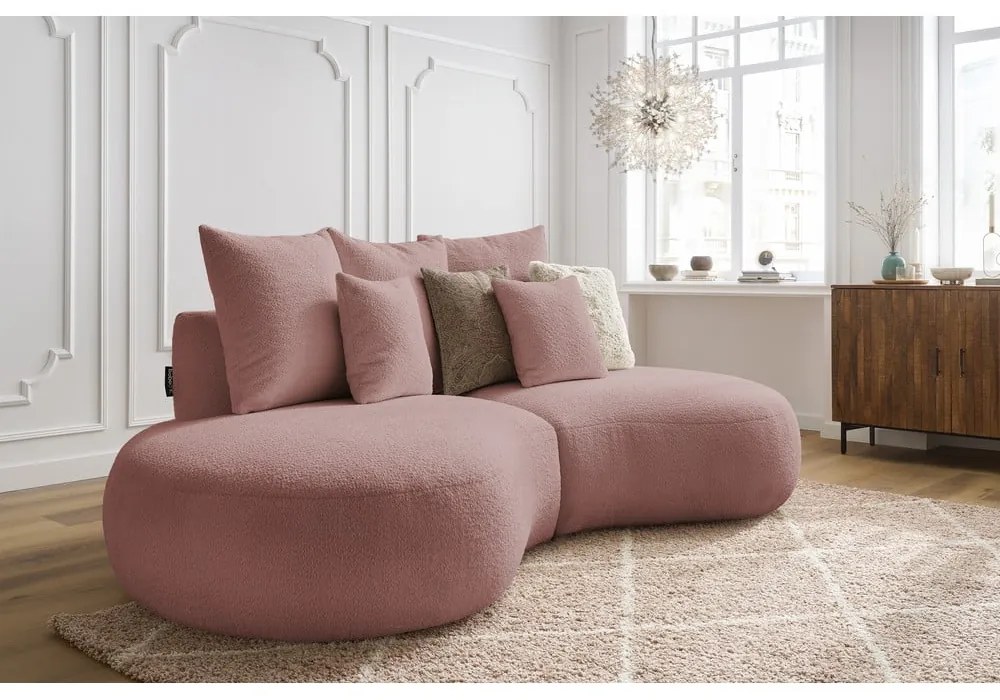 Rózsaszín buklé szövet kanapé 260 cm Saint-Germain – Bobochic Paris