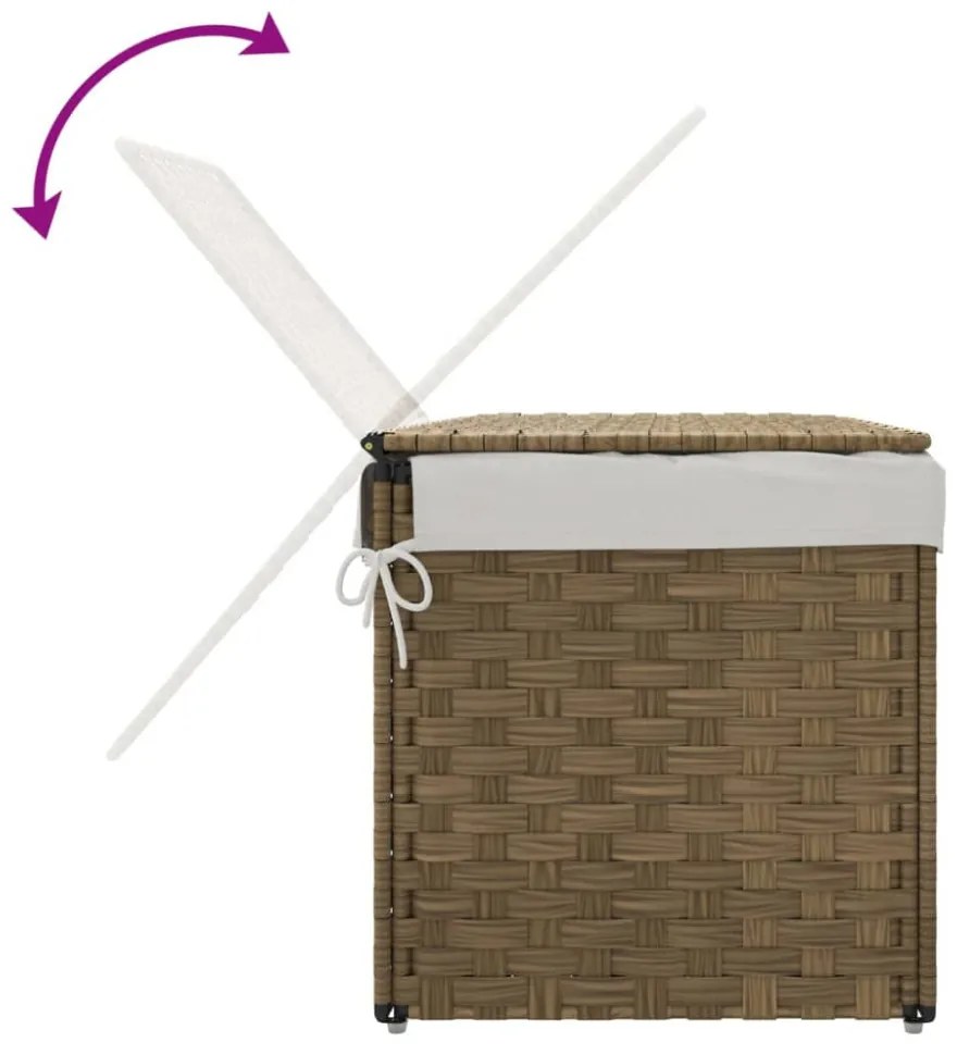 polyrattan szennyeskosár fedéllel 55,5 x 35 x 34 cm