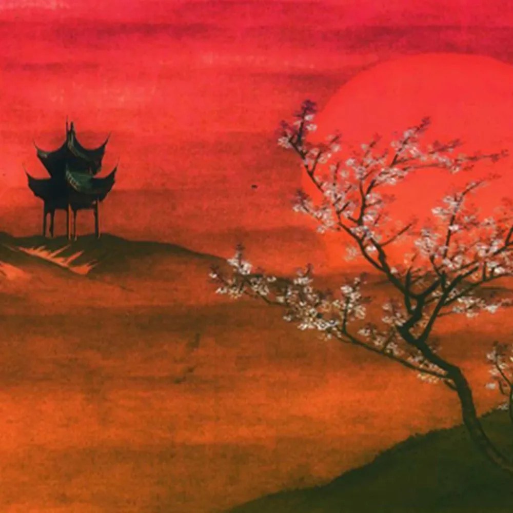 Gario Paraván Japán tájkép Méret: 180 x 170 cm, Kivitelezés: Klasszikus paraván