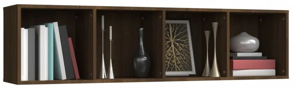 barna tölgy színű szerelt fa könyv-/TV-szekrény 143x30x36 cm