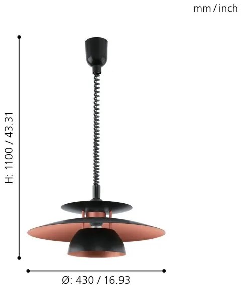 Eglo 31666 - BRENDA kihúzható csillár 1xE27/60W/230V