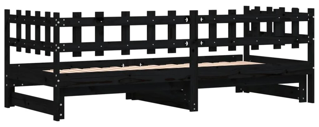 tömör fa kihúzható nappali ágy matrac nélkül 2x(90x190) cm
