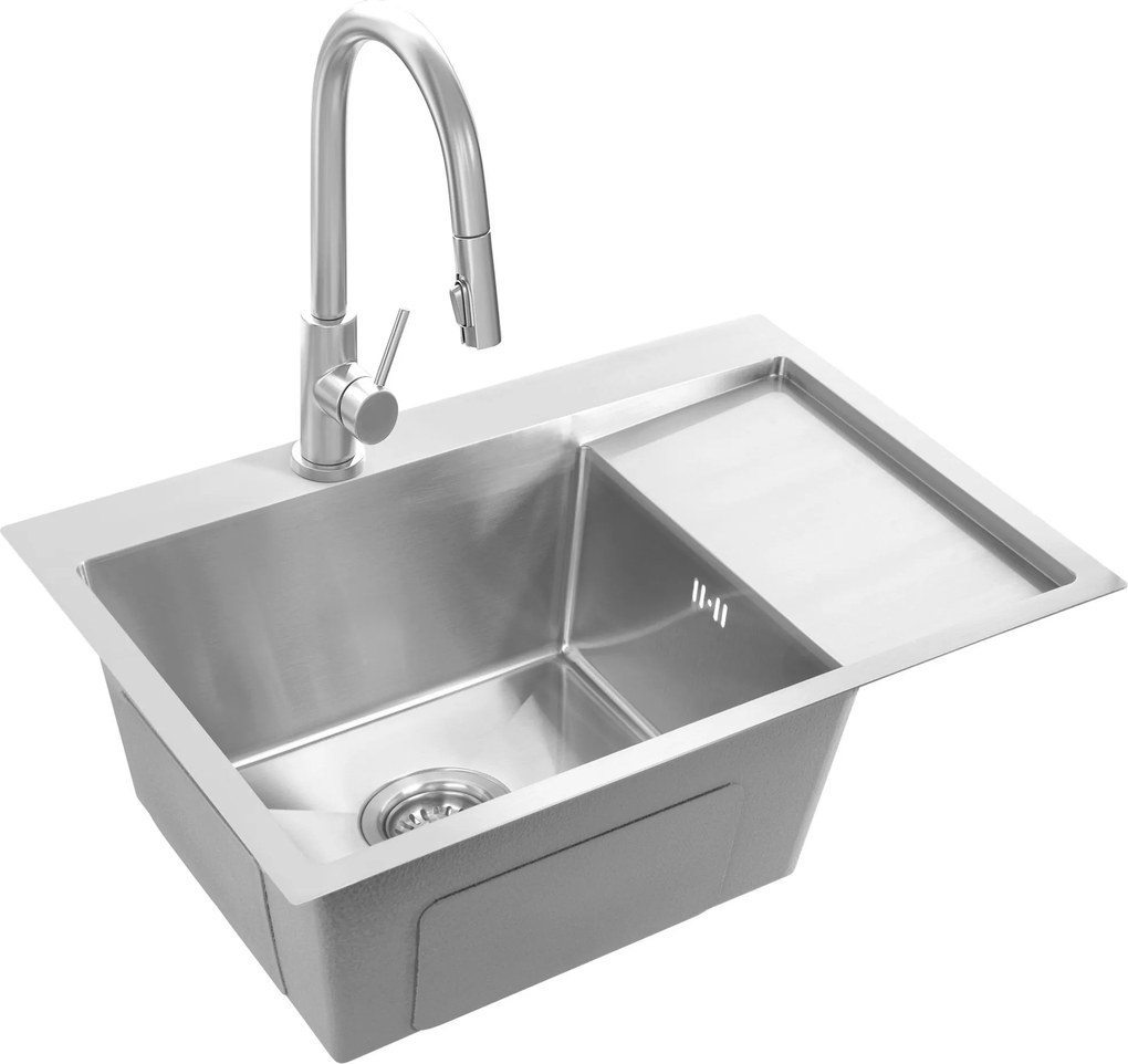 Rea Fin, 1 rekeszes acél mosogató 620x480x185 mm, csiszolt acél, ZLE-06012