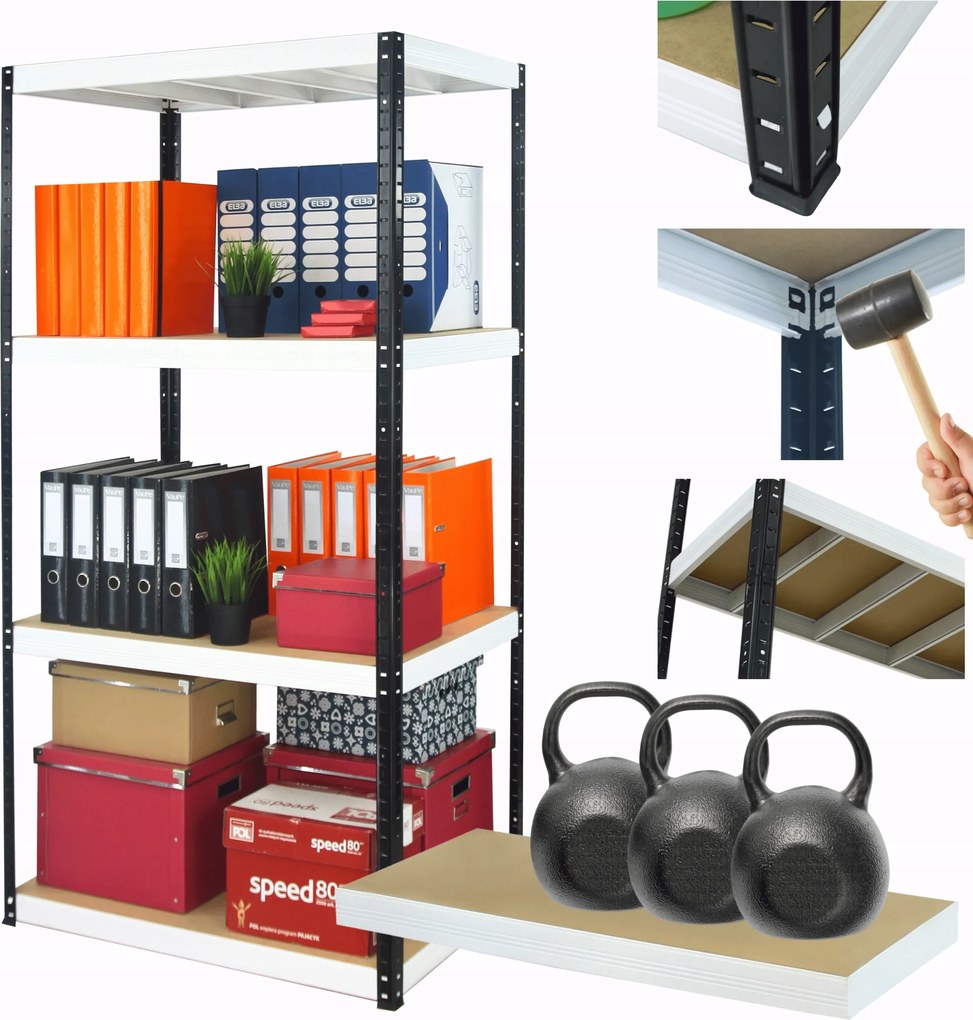 Fém tároló állvány garázs állvány Helios 180x75x35cm 4Px350kg Pl