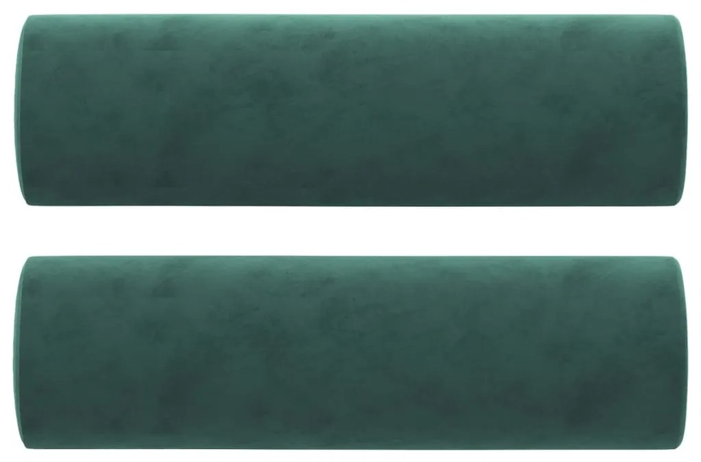 2 db sötétzöld bársony díszpárna Ø15x50 cm