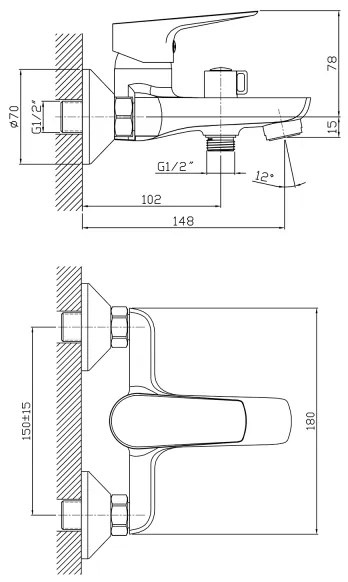 Aqualine - Fürdőcsap LOTTA matt fekete