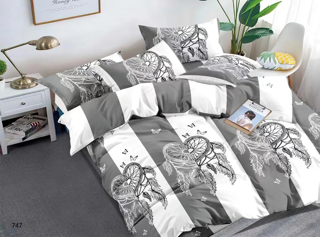 Mikroszálas ágyneműhuzat TIRSO szürke-fehér Ágyneműhuzat mérete: 80 x 80 cm | 135 x 200 cm