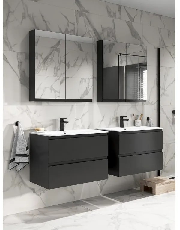 Cersanit Moduo, tükrös fali szekrény 60x14x80 cm, antracit matt, S590-072-DSM