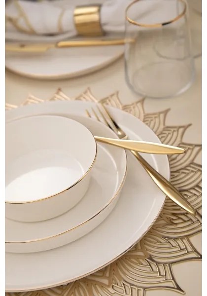 26 darabos porcelán étkészlet, fehér/arany