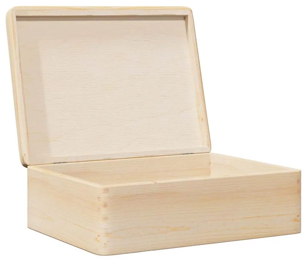 Fa doboz fedővel 40x30x13 cm tömör fa fenyő
