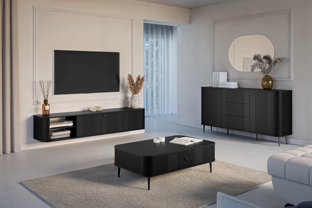 Vesper 3D függő tévéállvány 187 cm – fekete / fekete fogantyúk