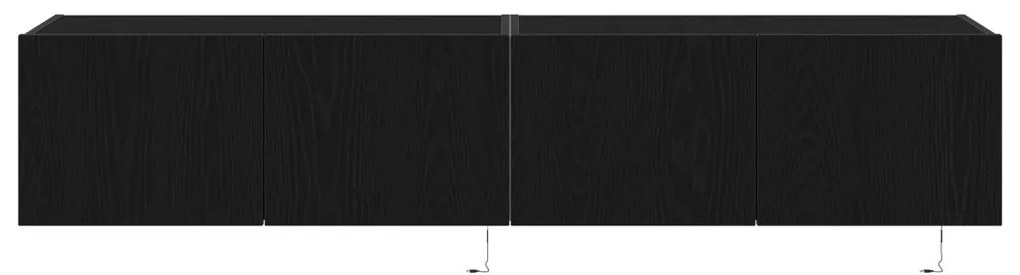 TV Faliszekrény LED Fényekkel 2 db Fekete Tölgy 80x35x31 cm
