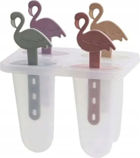 Jégkrémformák Flamingó mintával, pálcikával, 4 db-os szett, Jégkrém