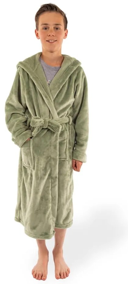 Zöld mikroplüss gyerek fürdőköpeny, 122-128 Delux – Tiseco Home Studio