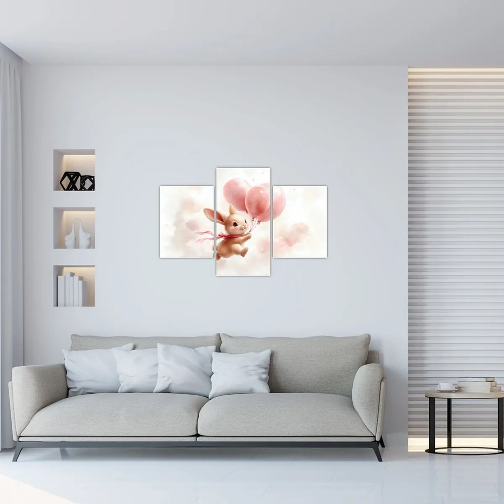 Kép - Nyuszi léggömbökkel (90x60 cm)