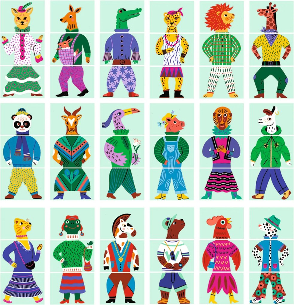 Fejlesztő játék - Állatdivat, 54 db-os - Eduludo Mix and Match Modanimo