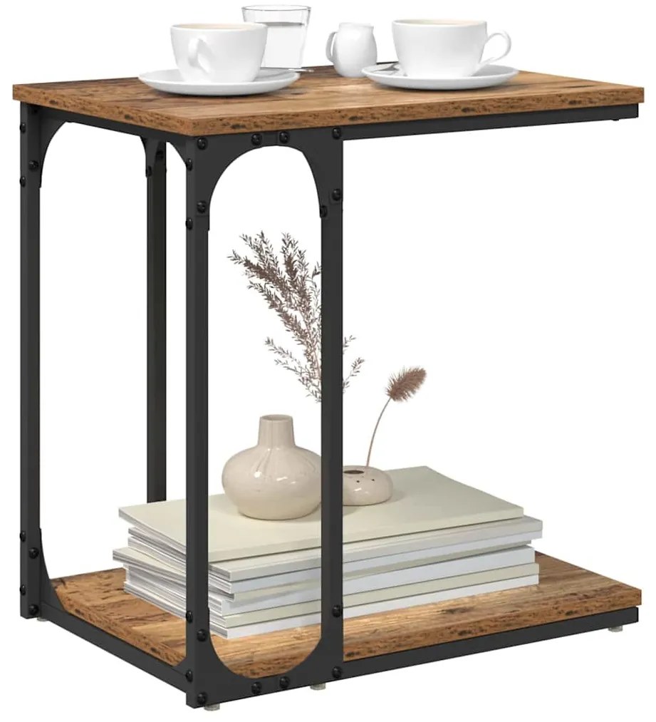 Oldal asztal polcokkal Régi fa 50 x 35 x 52 cm Faanyag