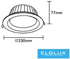 UNIVERSO LED süllyestett lámpa 40w 4350lm 4000K 90° IP20 Fehér D230x77mm Kivágás:D200mm 5év