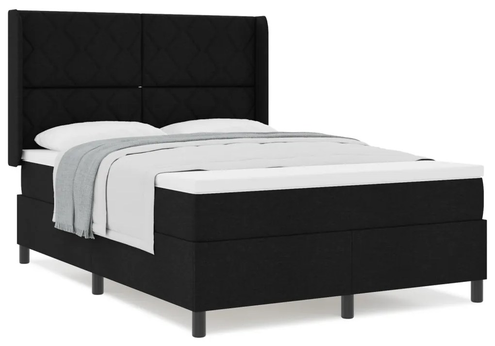 Boxspring Ágy Mattresses Fekete 140x200 cm Szövet
