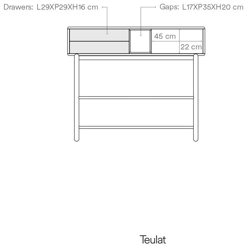Sötétszürke konzolasztal 35x120 cm Corvo - Teulat