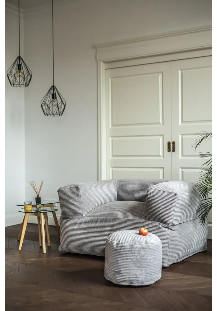 Kék kordbársony babzsákfotel MooG – SLOWDOWN