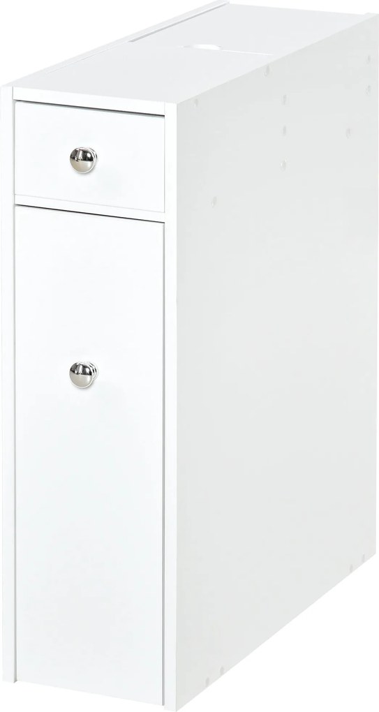 HOMCOM Fürdőszobai Oldalszekrény 2 Fiókkal és Tetővel Ellátott Felső Rekesszel Mosogató Showerhez 17x48x58 cm Fehér | Aosom