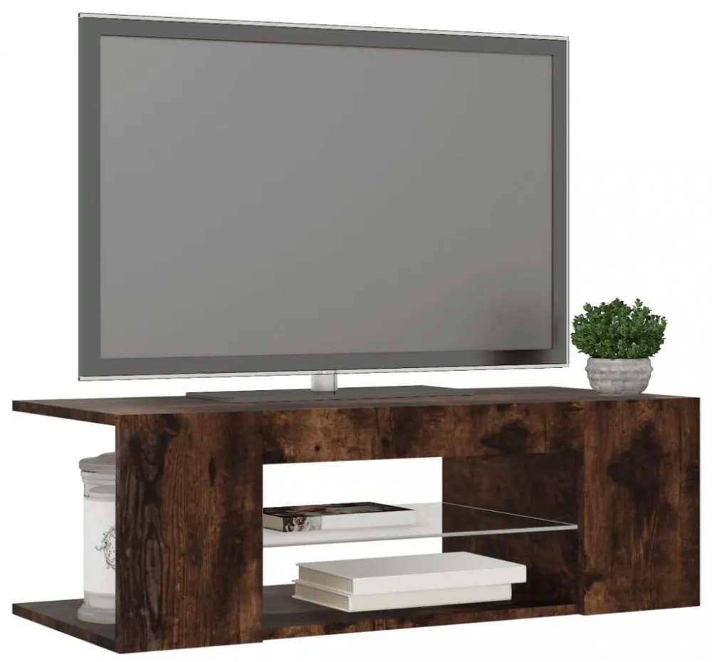füstös tölgy színű LED-es TV-szekrény 90 x 39 x 30 cm